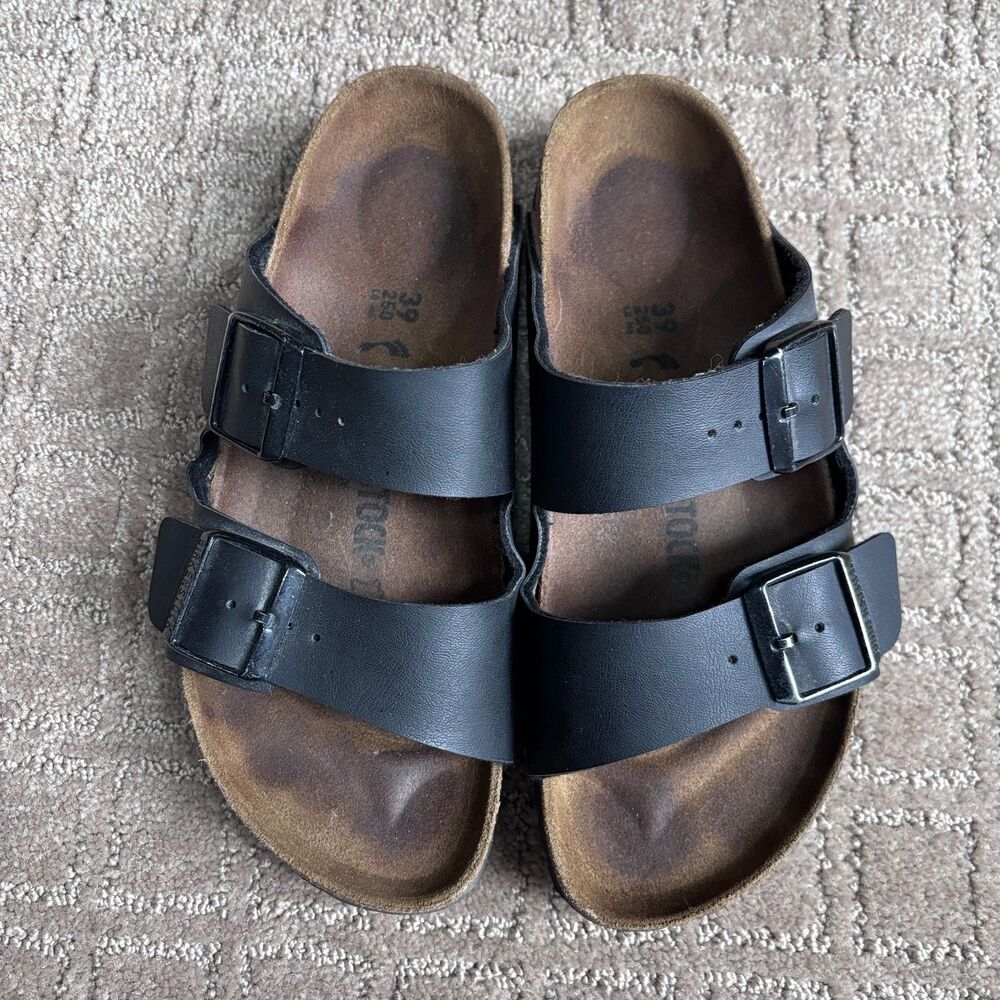 Birkenstock Arizona Birko-Flor Slide Sandals Women's 39 US 8-8.5 Black Slip On